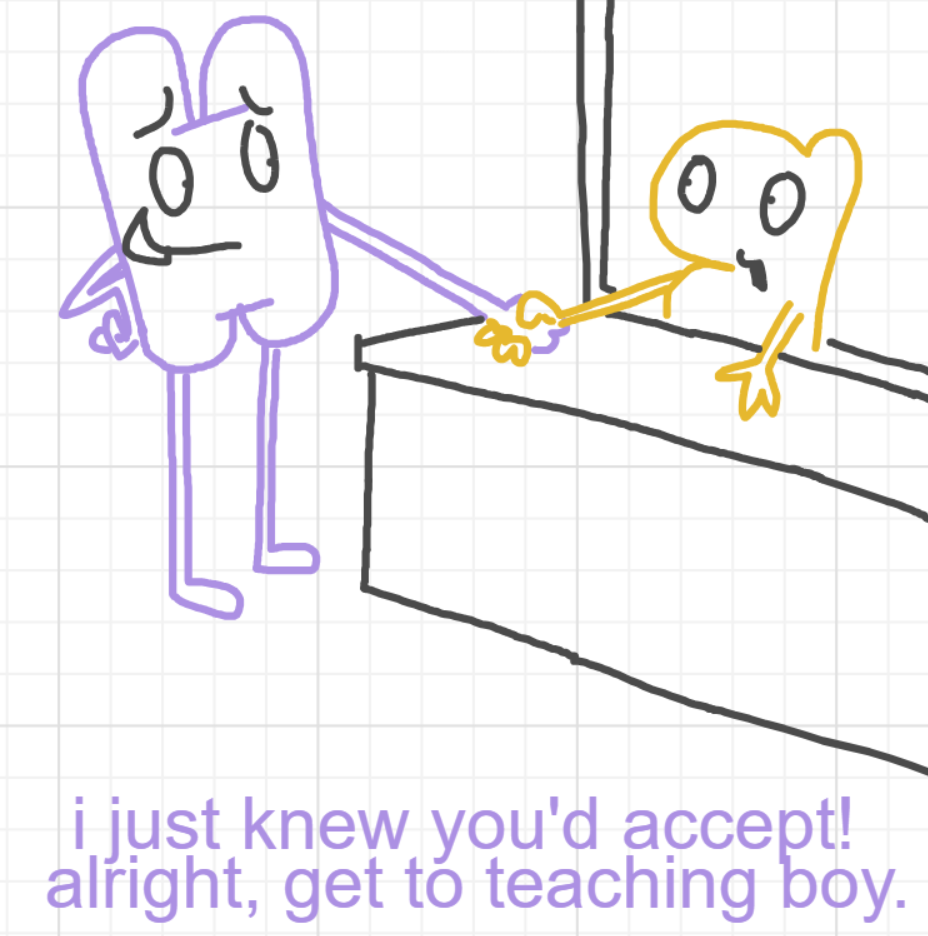 A panel from I've Been Everywhere, Man, episode nine of the Board Boards object show by Furretwalk/WalkingFurret.